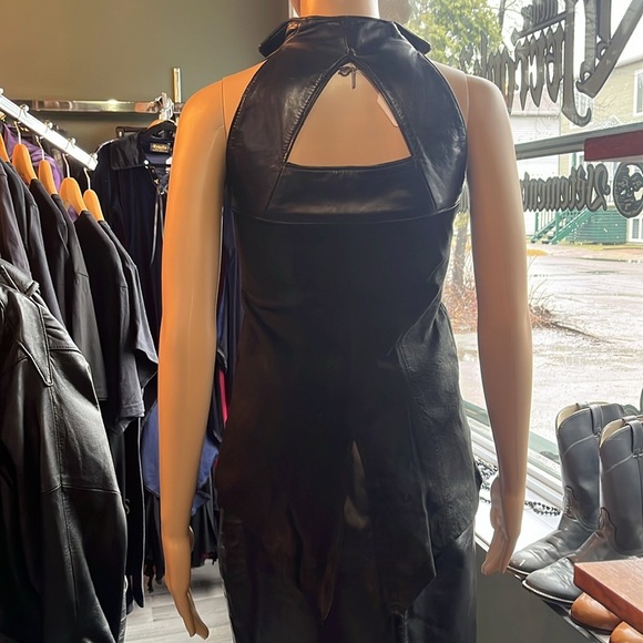The Leather Ranch Black Halter Corset Vest – 90s Gothic Bikerwear - Picture 3 of 10